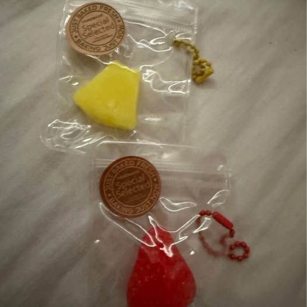 Miniature Fruit Keychains lot of 2 squishies